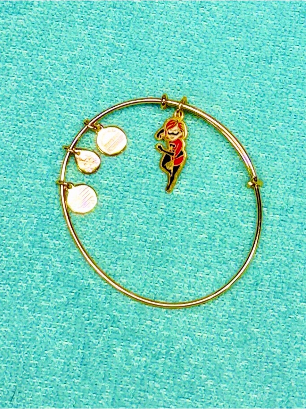 Alex and Ani Gold-Tone Bangle with Red Enamel Charm